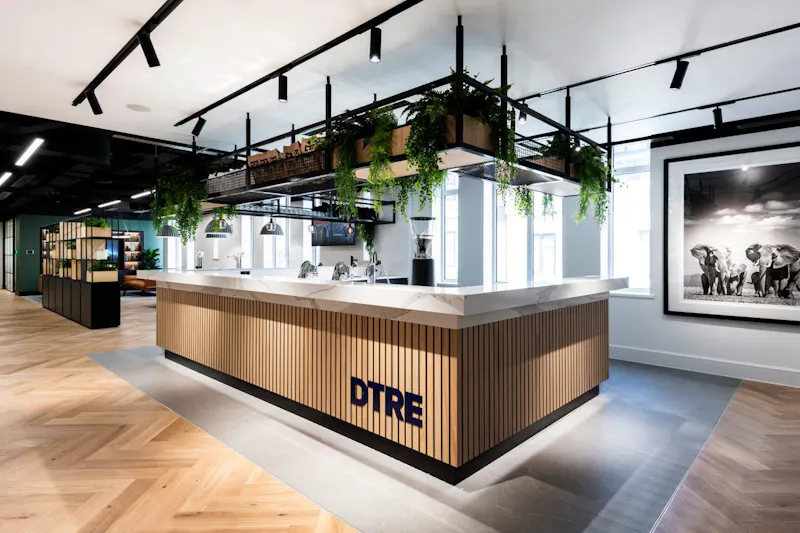 Bistro Reception — DTRE, Mayfair by K2 Space Bistro-style reception with coffee and comfortable seating at DTRE Mayfair by K2 Space