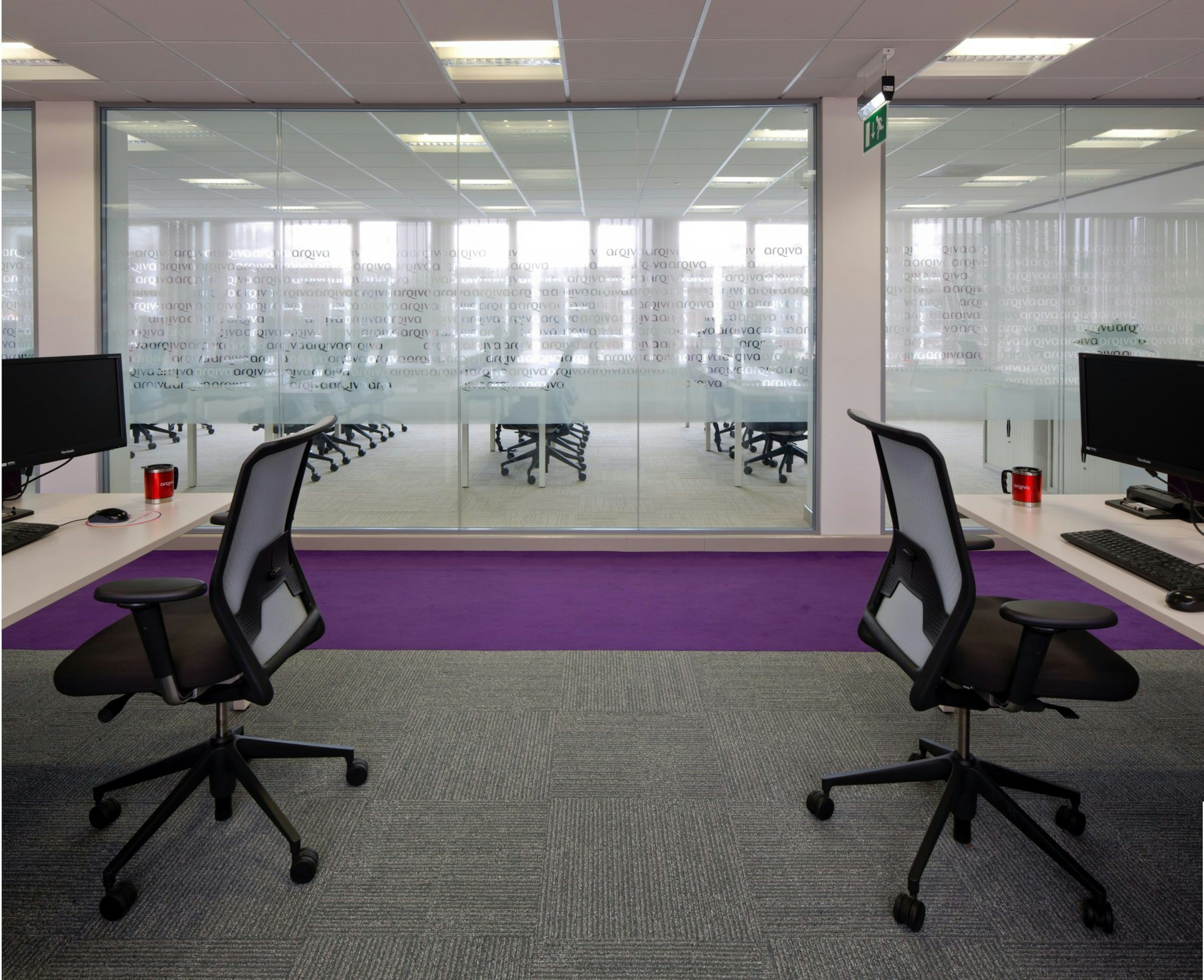 Arqiva's brand elements incorporated in the entrance area