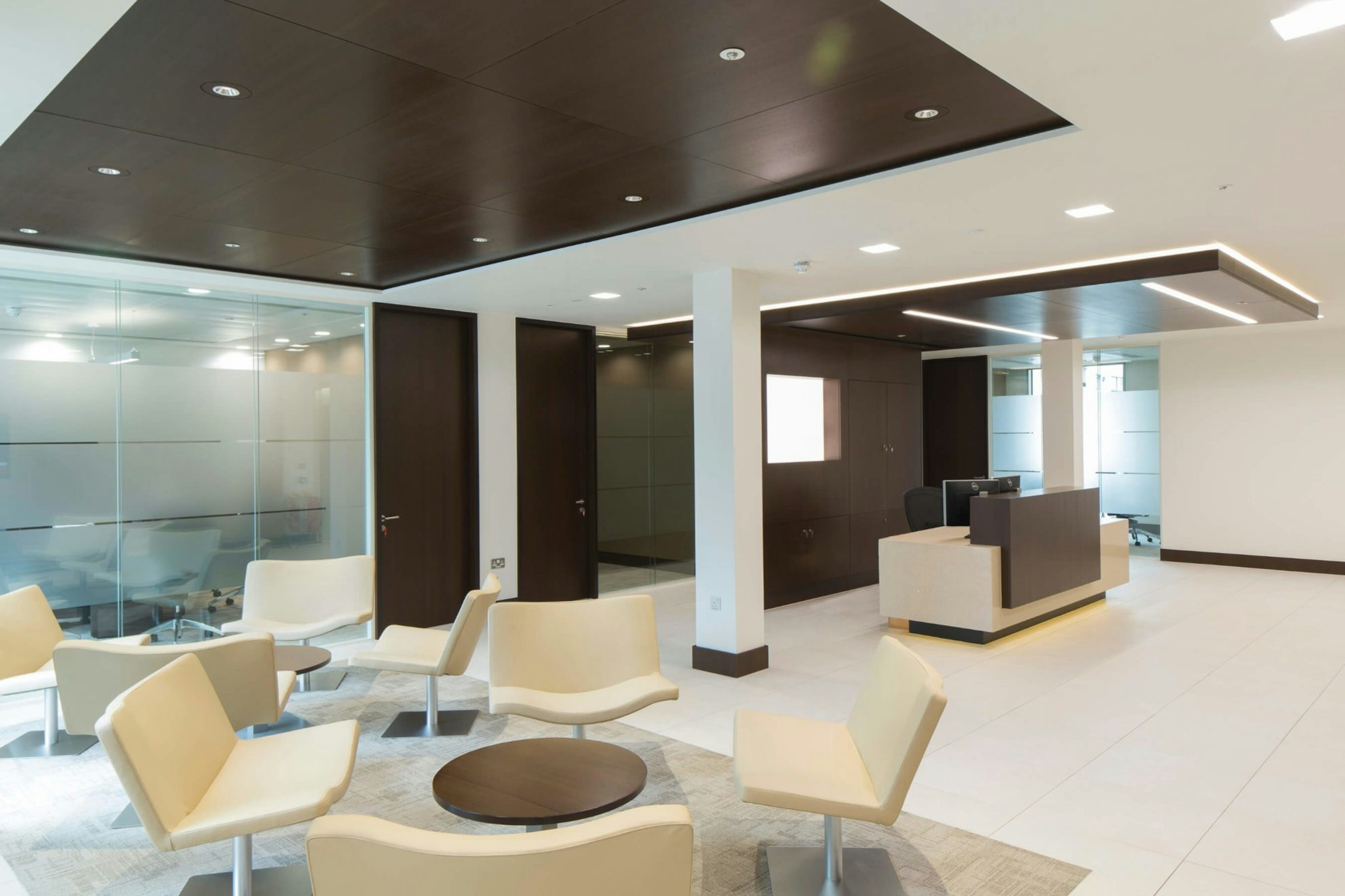 Stylish Reception Area with Comfortable Guest Seating