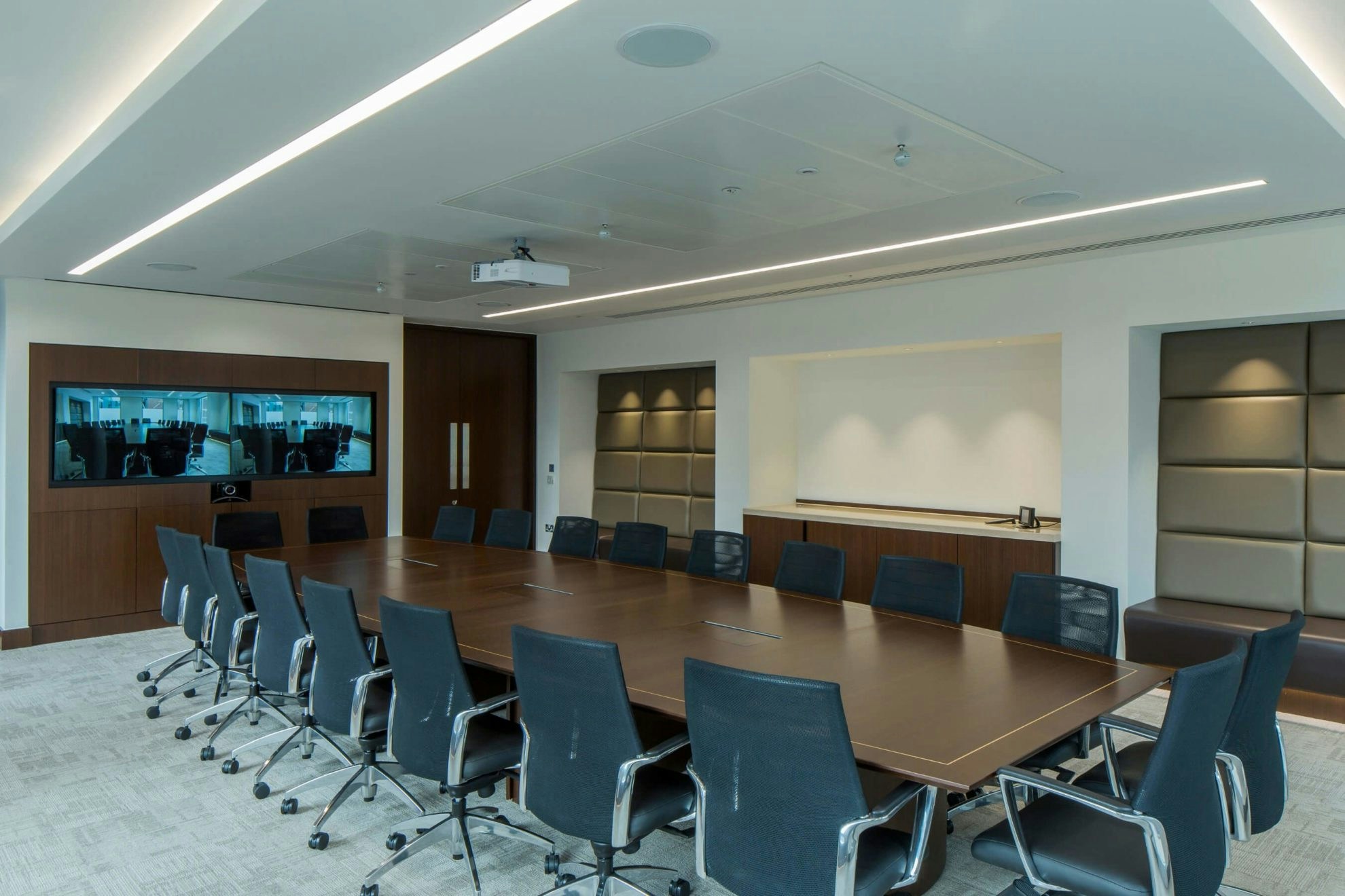 Boardroom with Padded Seats for Additional Capacity