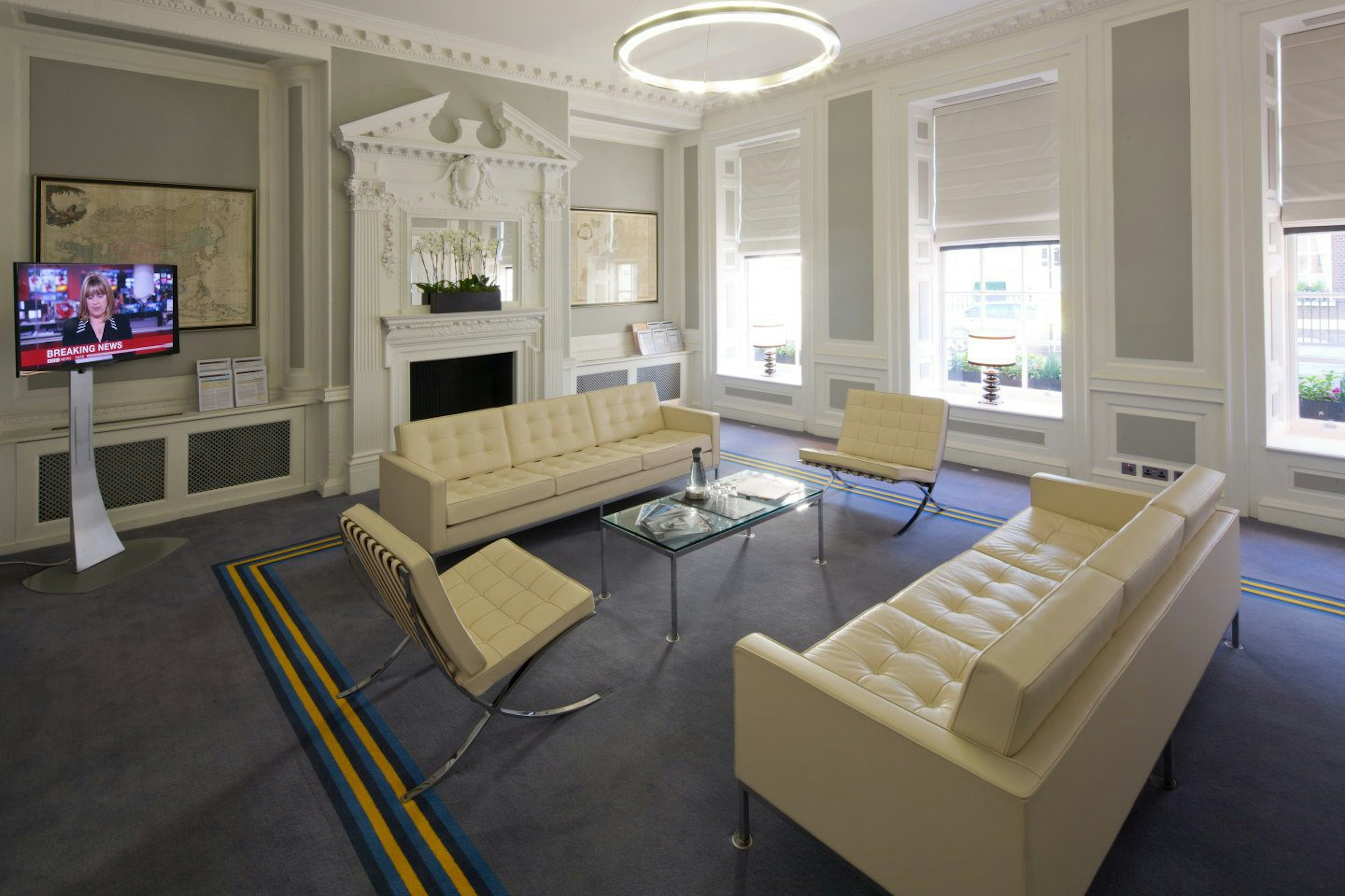 Architecturally sensitive light fittings in a historic building