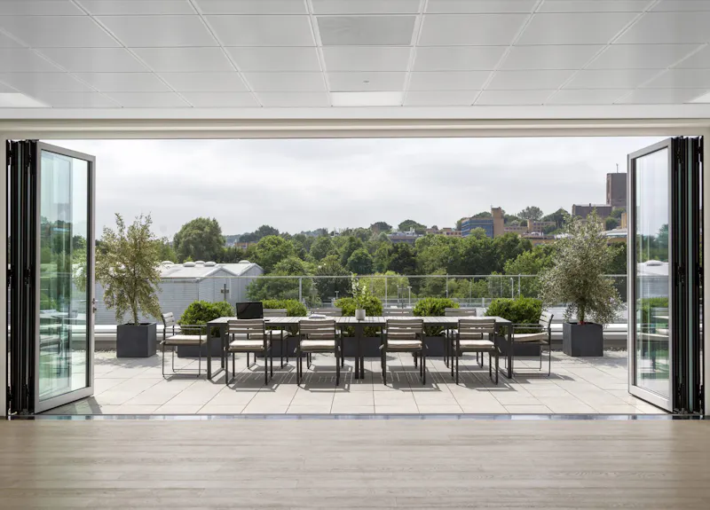 Indoor-Outdoor Air Flow — Cube Real Estate, Guildford by K2 Space Workspace designed to connect indoor and outdoor airflow with natural ventilation by K2 Space