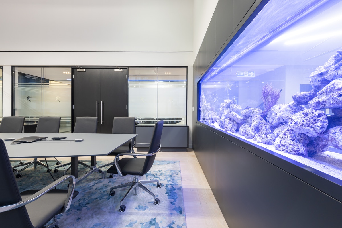 Javelin meeting room with fish tank