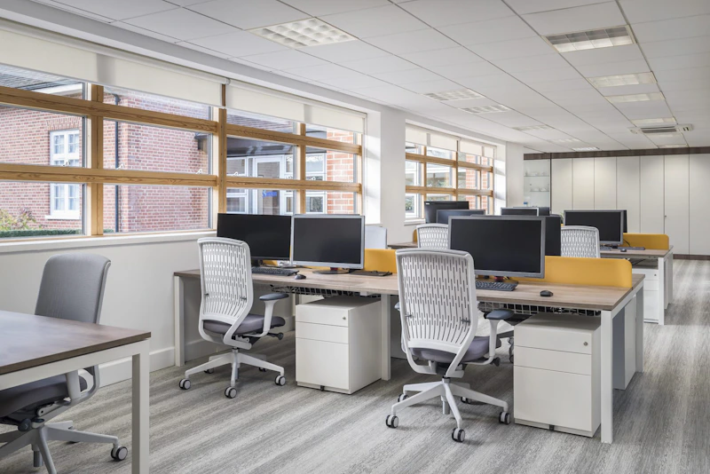 Sustainable office design with circular materials, low-VOC finishes and FSC-certified timber by K2 Space