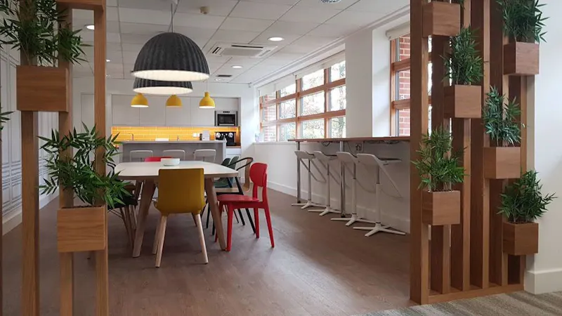 Office kitchen and dining area at Santen St Albans by K2 Space
