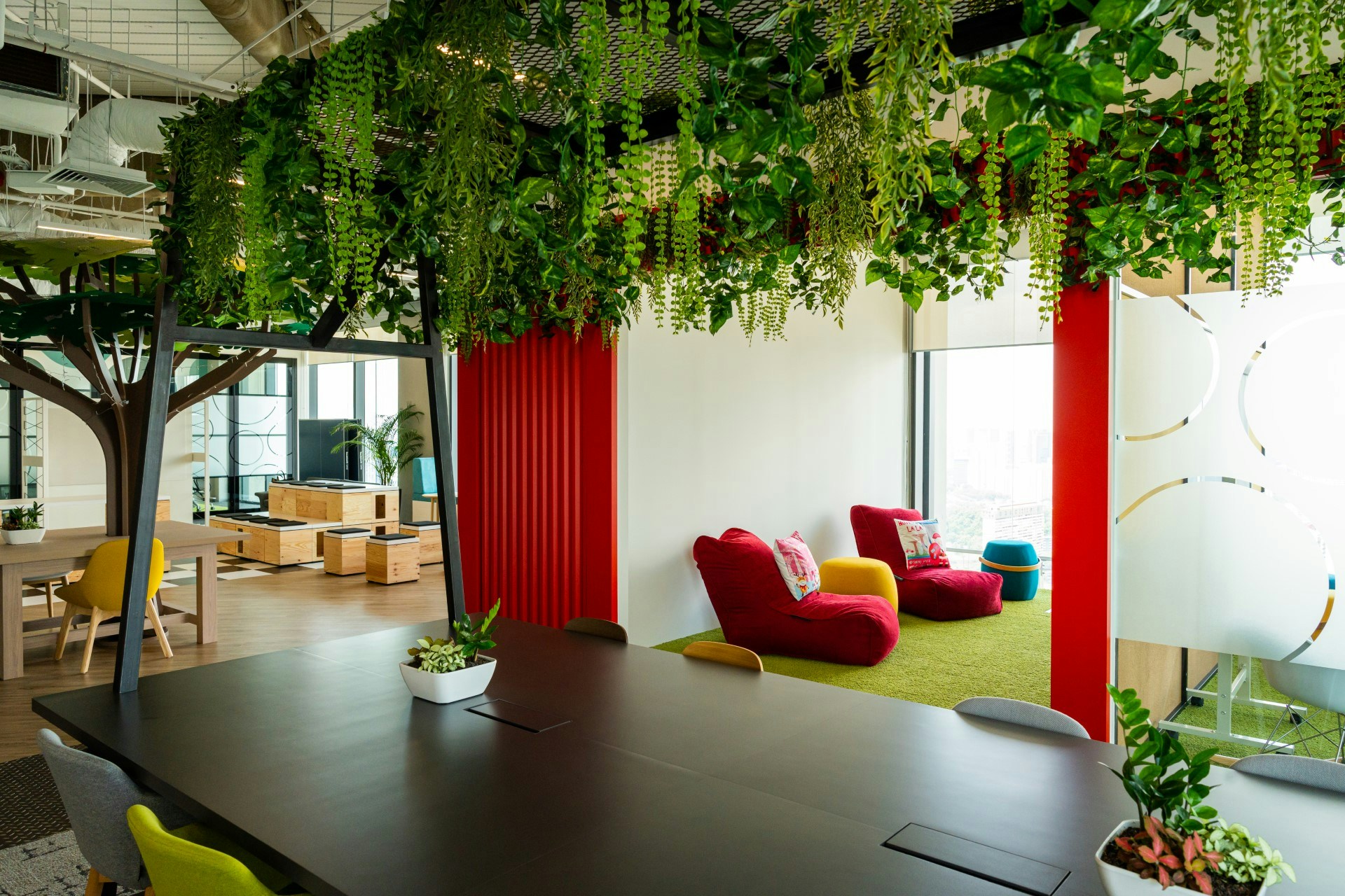 Relaxation Area with Hanging Plants