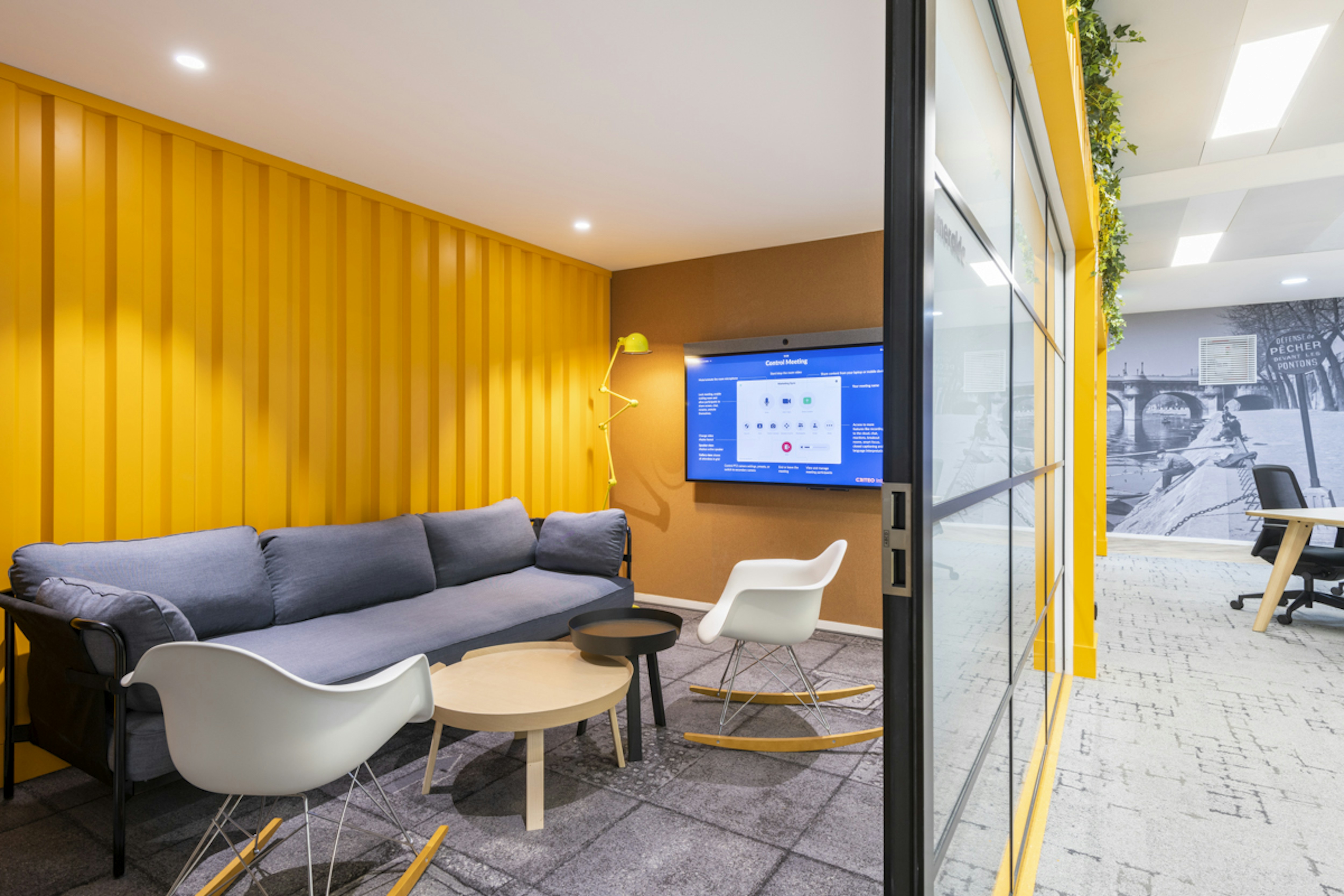 Bright colourful media room at Criteo