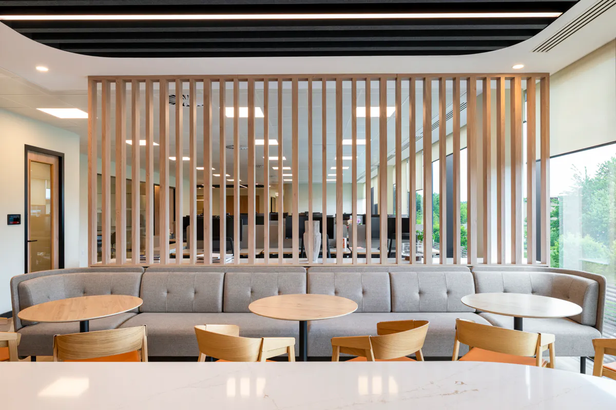 Open workspace with extensive glazing and adaptive lighting at the Global Innovation Institute by K2 Space