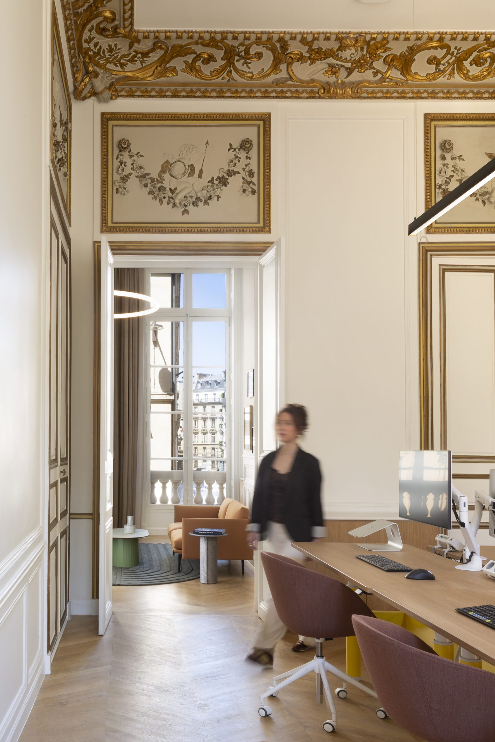 Modern office with integrated workplace technology and AV systems