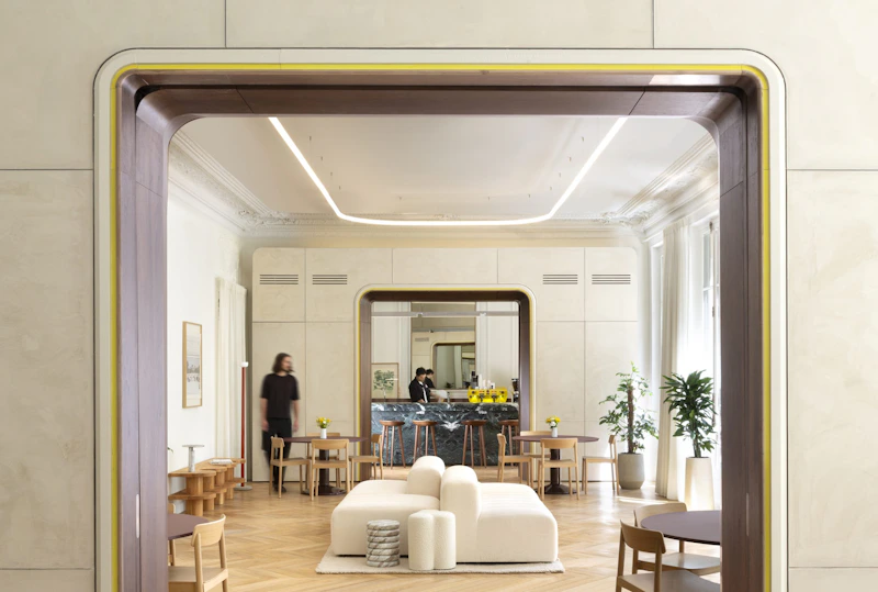 Technology wall integrated into a heritage workspace at a Global Tech and Media Company Paris by K2 Space