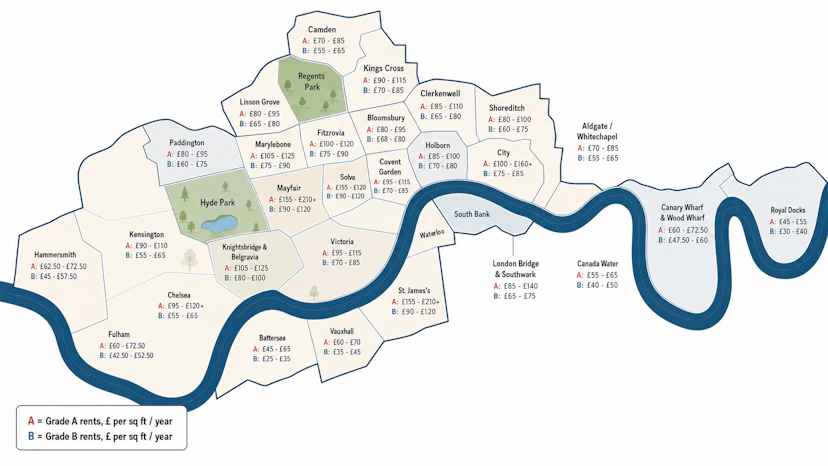 London Rents Map Office Rent London 2026 - How Much Does it Cost?