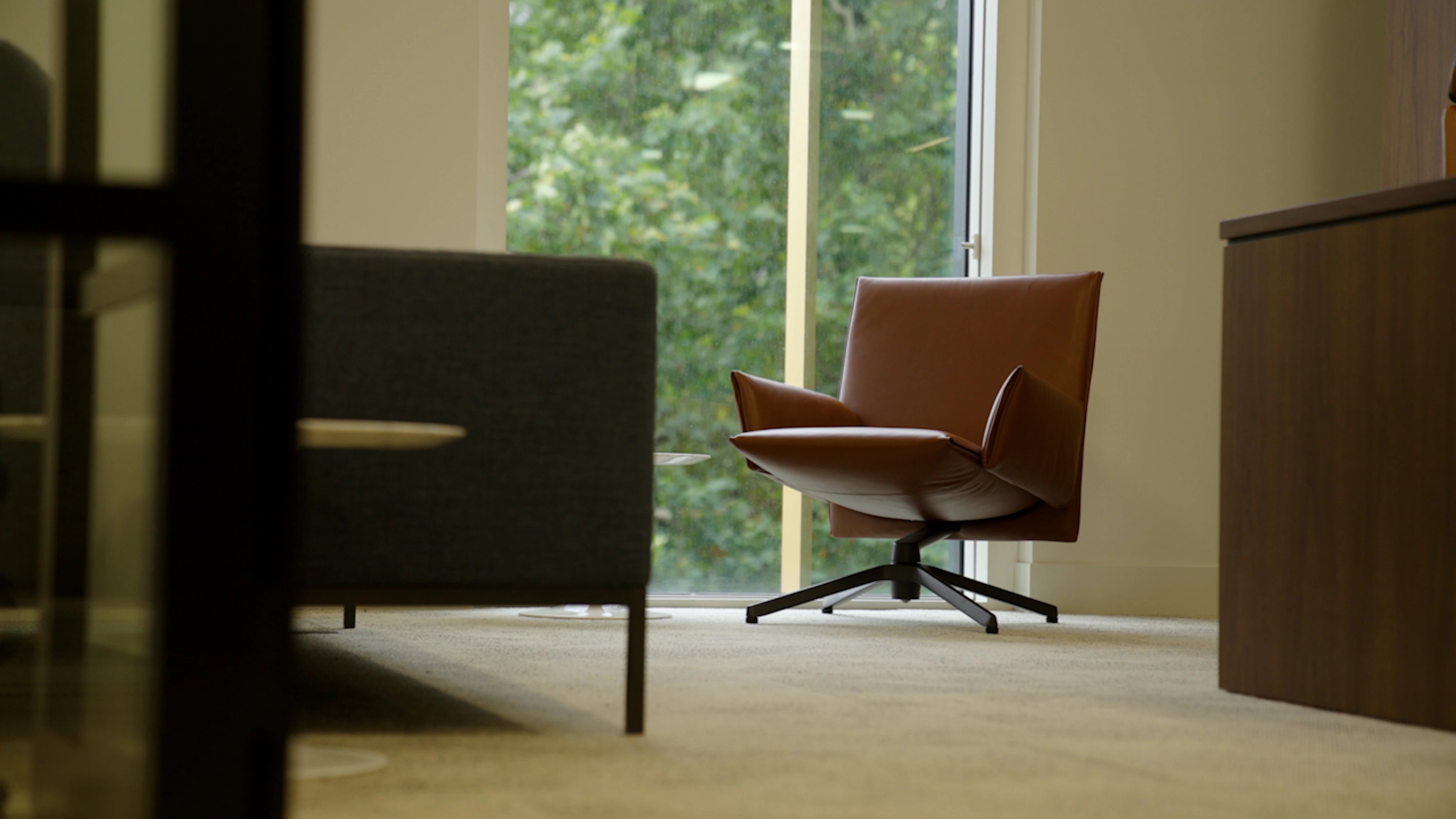 Platinum Equity Office Fit Out - Leather Lounge Chair Window