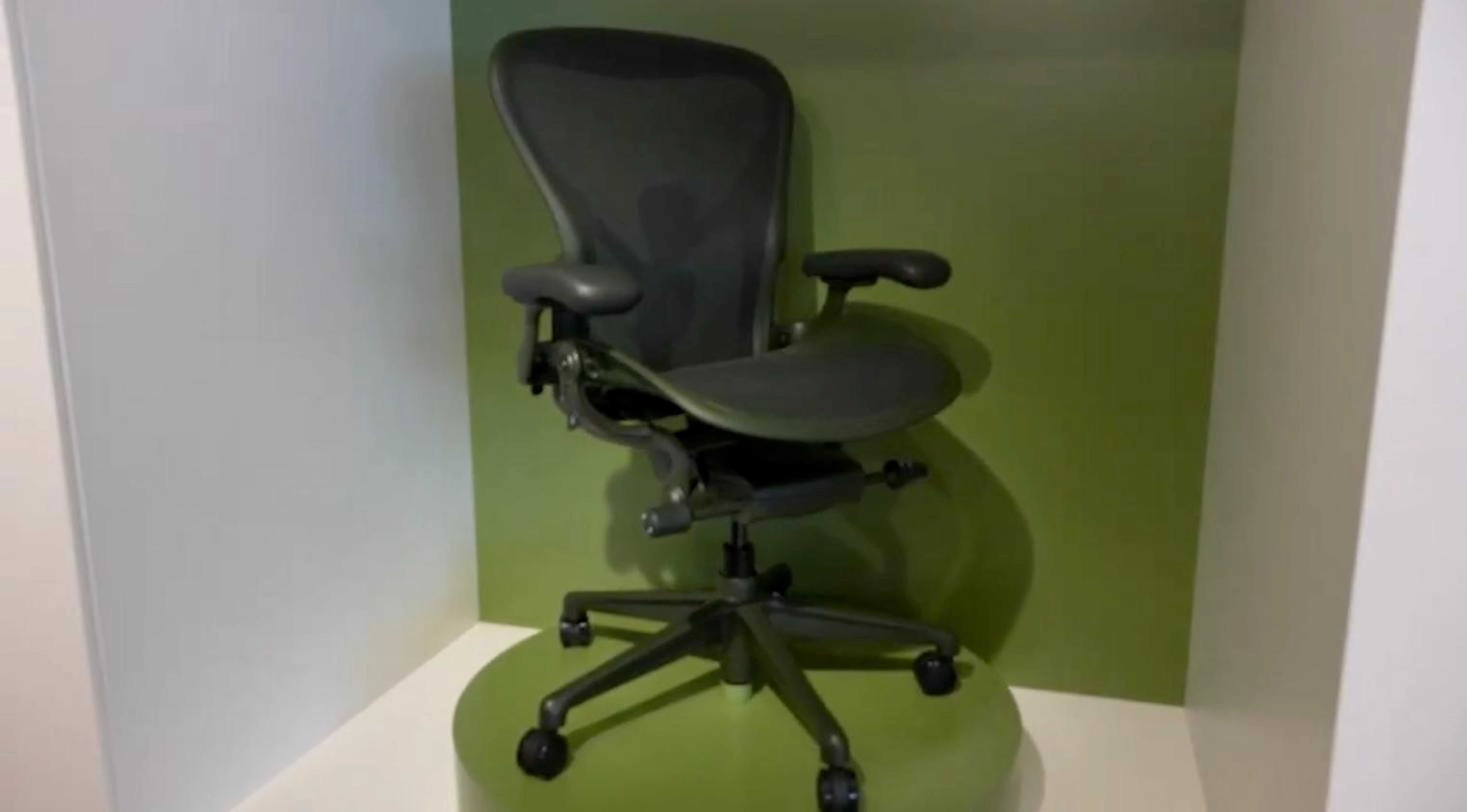 Herman Miller Aeron chair in Jasper green in the Herman Miller showroom